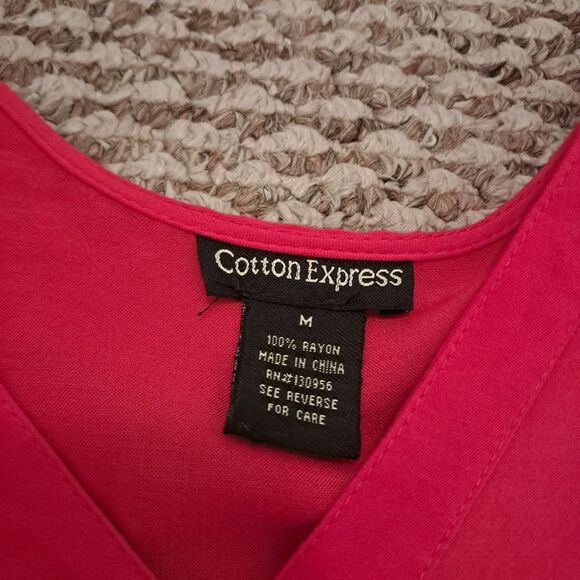 *Final Price* Cotton Express blouse women's medium M red office career formal - Picture 6 of 10